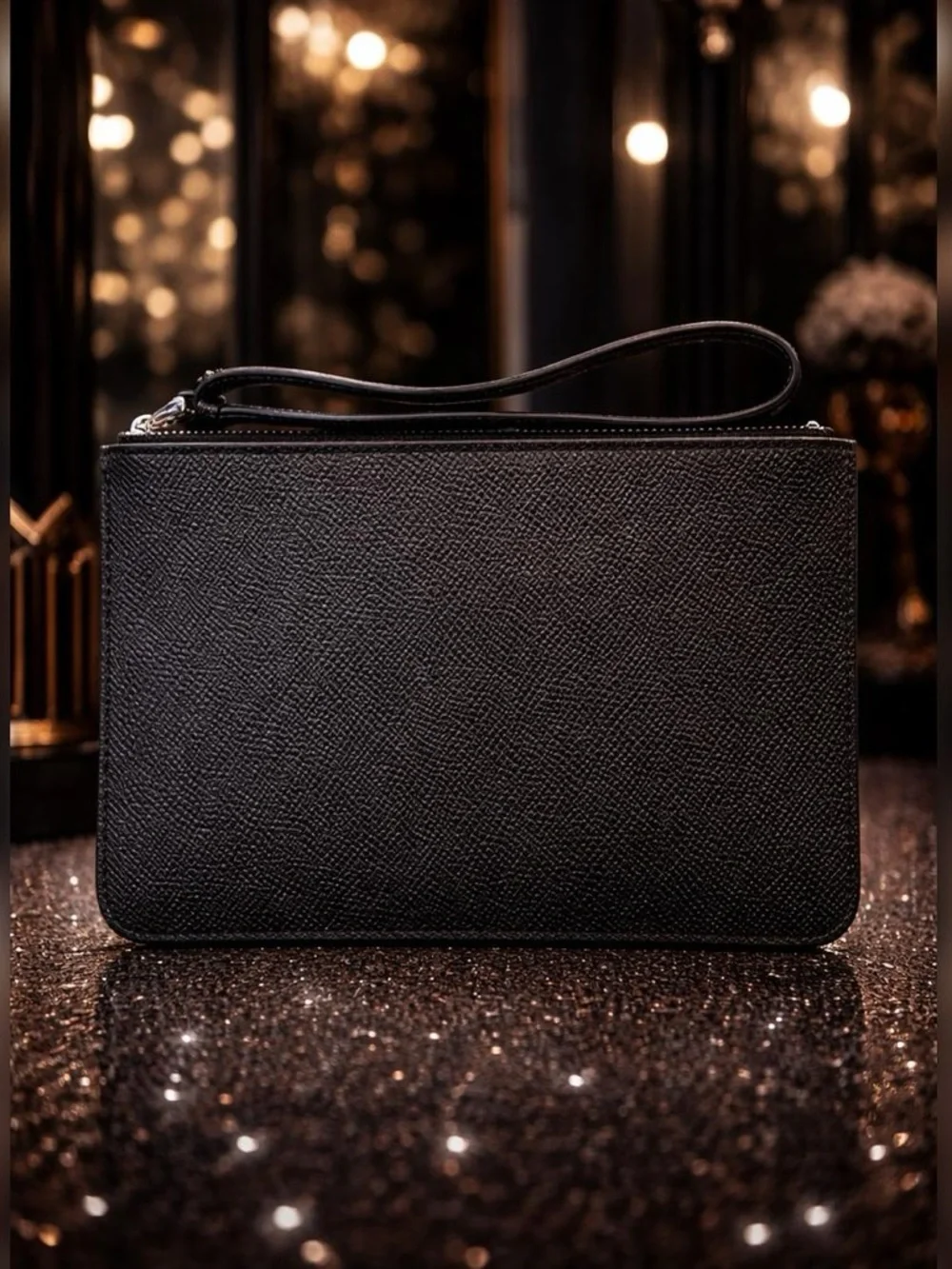 Coach Black Glitter Star Print Wristlet NWT - Picture 2 of 6